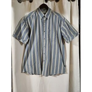 Kuhl Striped Short‎ Sleeve Hiking Metal Button Up Western Shirt Men's Size XL